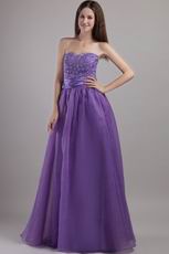 Lavender Beaded Designer Dress For Evening Party