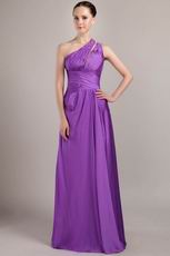 New Fashion One Shoulder Floor-length Purple Prom Dress Cheap