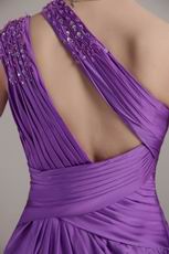 New Fashion One Shoulder Floor-length Purple Prom Dress Cheap