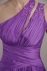 New Fashion One Shoulder Floor-length Purple Prom Dress Cheap