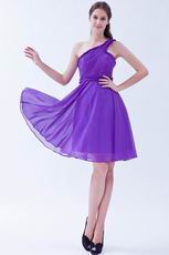Noble One Shoulder Ruched Bright Blue Violet Short Prom Dress