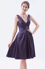 V-Neck Purple Taffeta Homecoming Short Mini Dresses