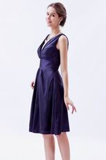 V-Neck Purple Taffeta Homecoming Short Mini Dresses