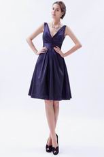 V-Neck Purple Taffeta Homecoming Short Mini Dresses