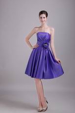 Strapless Knee Length Skirt Blue Violet 2014 Prom Dress For Sale