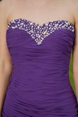 Ruched Blue Violet Chiffon Handcrafted Short Prom Dresses