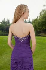 Ruched Blue Violet Chiffon Handcrafted Short Prom Dresses