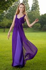 Elegant Straps Cross Back Purple Prom Dress With Split