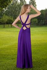 Elegant Straps Cross Back Purple Prom Dress With Split