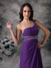 Purple One Shoulder Side Split Sexy Evening Dress For Cheap