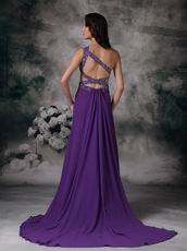 Purple One Shoulder Side Split Sexy Evening Dress For Cheap