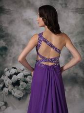 Purple One Shoulder Side Split Sexy Evening Dress For Cheap