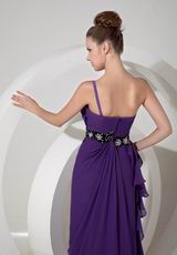 Floor-length Side Cascade Eggplant Purple Chiffon Prom Dress Discount