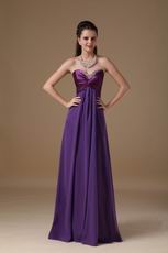 Trimed Sweetheart Floor-length Purple Chiffon Prom Party Dress