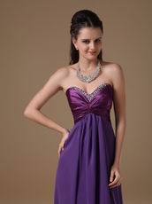 Trimed Sweetheart Floor-length Purple Chiffon Prom Party Dress