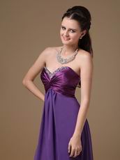 Trimed Sweetheart Floor-length Purple Chiffon Prom Party Dress