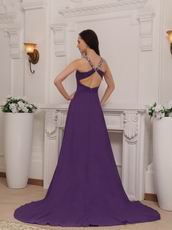 Purple Cross Back V-neck 2014 Top Designer Prom Dress Online