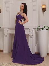 Purple Cross Back V-neck 2014 Top Designer Prom Dress Online