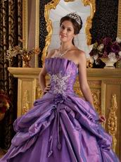 Medium Purple Quinceanera Dress With Applique Emberllishments