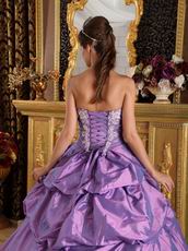 Medium Purple Quinceanera Dress With Applique Emberllishments