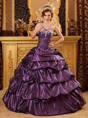 Purple Taffeta Sweetheart Quinceanera Dress With Applique