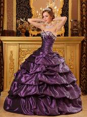 Purple Taffeta Sweetheart Quinceanera Dress With Applique