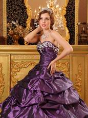 Purple Taffeta Sweetheart Quinceanera Dress With Applique