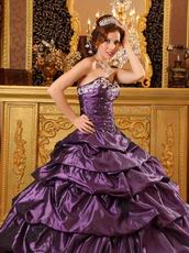 Purple Taffeta Sweetheart Quinceanera Dress With Applique