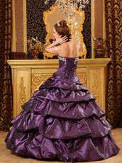 Purple Taffeta Sweetheart Quinceanera Dress With Applique