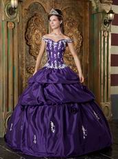 Off Shoulder Purple Taffeta 2014 Quinceanera Dress To Girl