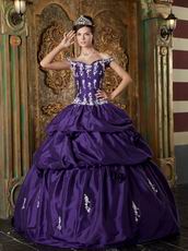 Off Shoulder Purple Taffeta 2014 Quinceanera Dress To Girl