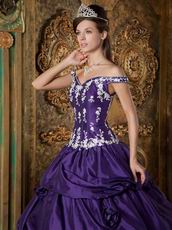 Off Shoulder Purple Taffeta 2014 Quinceanera Dress To Girl