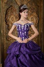 Off Shoulder Purple Taffeta 2014 Quinceanera Dress To Girl