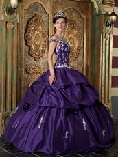 Off Shoulder Purple Taffeta 2014 Quinceanera Dress To Girl