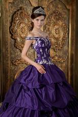 Off Shoulder Purple Taffeta 2014 Quinceanera Dress To Girl