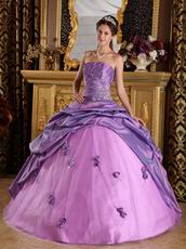 Strapless Mallow Taffeta Elegant Quinceanera Dress For Girl