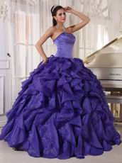 Heliotrope Ruffled Organza Puffy Skirt Quinceanera Gown