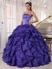 Heliotrope Ruffled Organza Puffy Skirt Quinceanera Gown