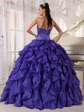 Heliotrope Ruffled Organza Puffy Skirt Quinceanera Gown