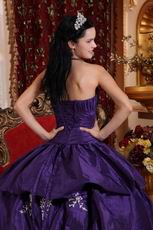 Sweetheart Embroidery Puffy Blue Violet Quinceanera Dress