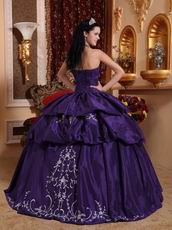 Sweetheart Embroidery Puffy Blue Violet Quinceanera Dress