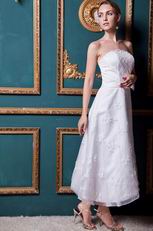 Straples Ankle Length Bridal Wedding Dress For Beach