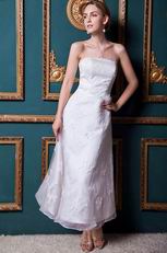 Straples Ankle Length Bridal Wedding Dress For Beach