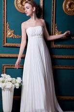 Romantic Strapless Chiffon Beach Wedding Party Bridal Dress