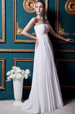 Romantic Strapless Chiffon Beach Wedding Party Bridal Dress