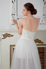 Unique Corset High Low Detachable Skirt Beach Bridal Gowns