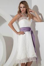 Cheap Sweetheart Lace Short Beach Wedding Dress With Belt