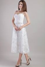 A-line Sweetheart Ankle-length White Wedding Dress Cheap