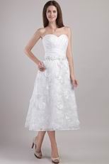 A-line Sweetheart Ankle-length White Wedding Dress Cheap