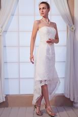 Appliques High Low Ankle Length Beach Wedding Dress